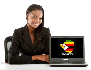 Business Woman Smiling with laptop